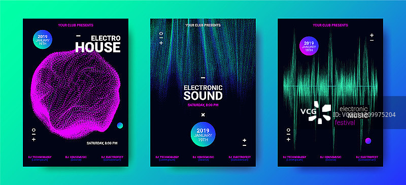 声波幅度电子音乐海报图片素材