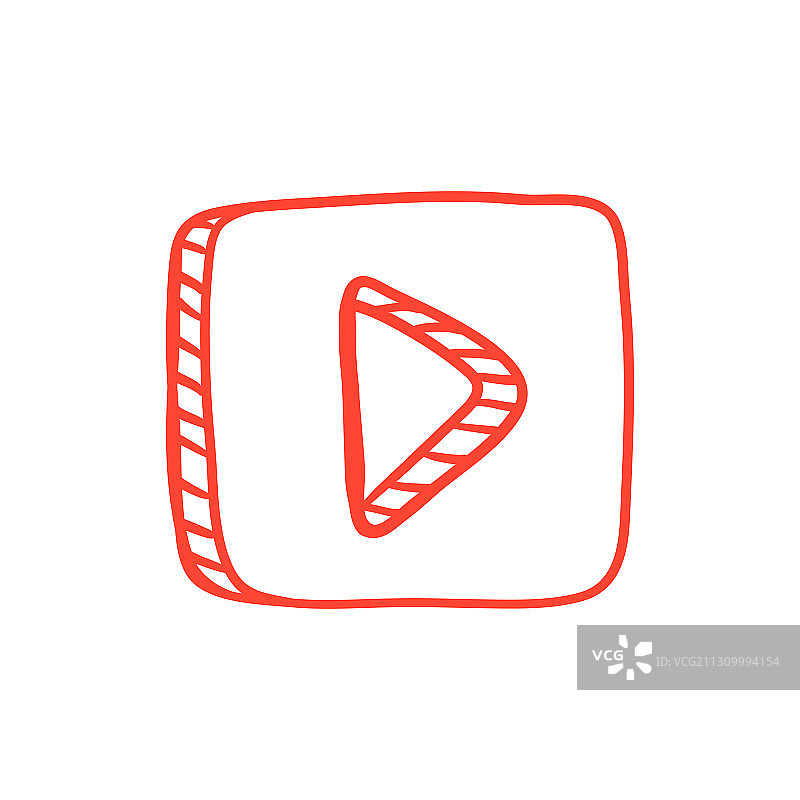带视频按钮图标的红色手绘按钮图片素材