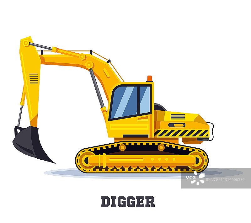挖掘机卡车或反铲挖土机图标图片素材