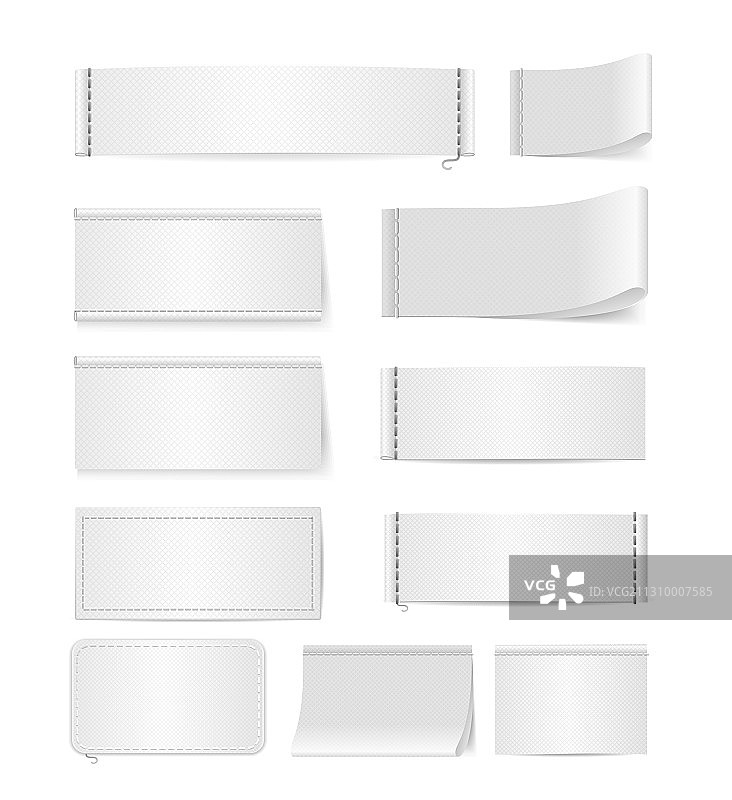 逼真细致的3D白色纺织标签图片素材