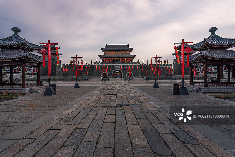 沂州古城瞻蒙门冬景图片素材