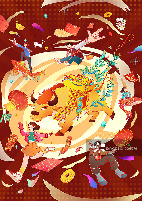 新年 喜庆 牛年图片素材