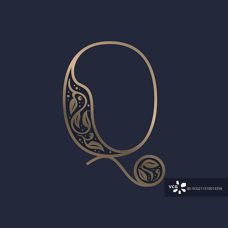 复古字母Q标志精致装饰图片素材