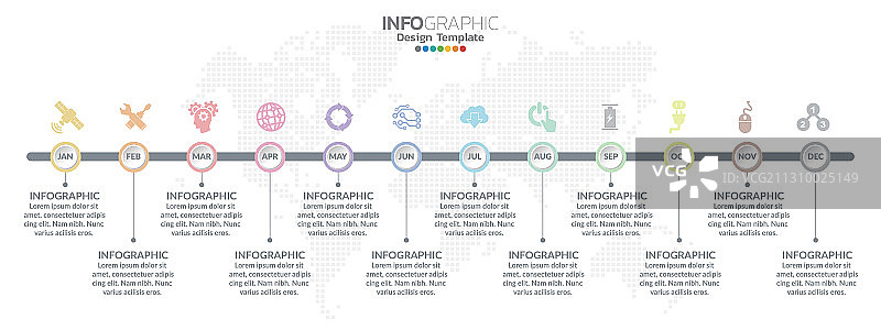 带柔和颜色里程碑的时间轴模板图片素材