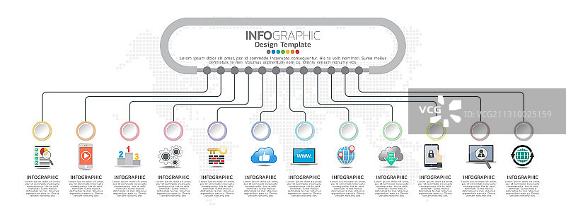 带柔和颜色里程碑的时间轴模板图片素材