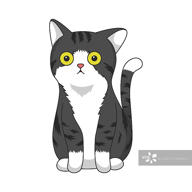 可爱灰猫剪贴画，可切割图片素材