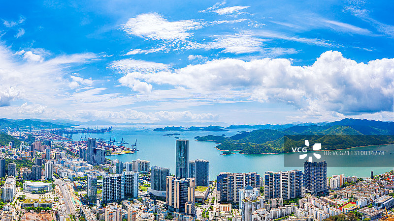 广东省深圳市盐田区沙头角海边城市风光图片素材