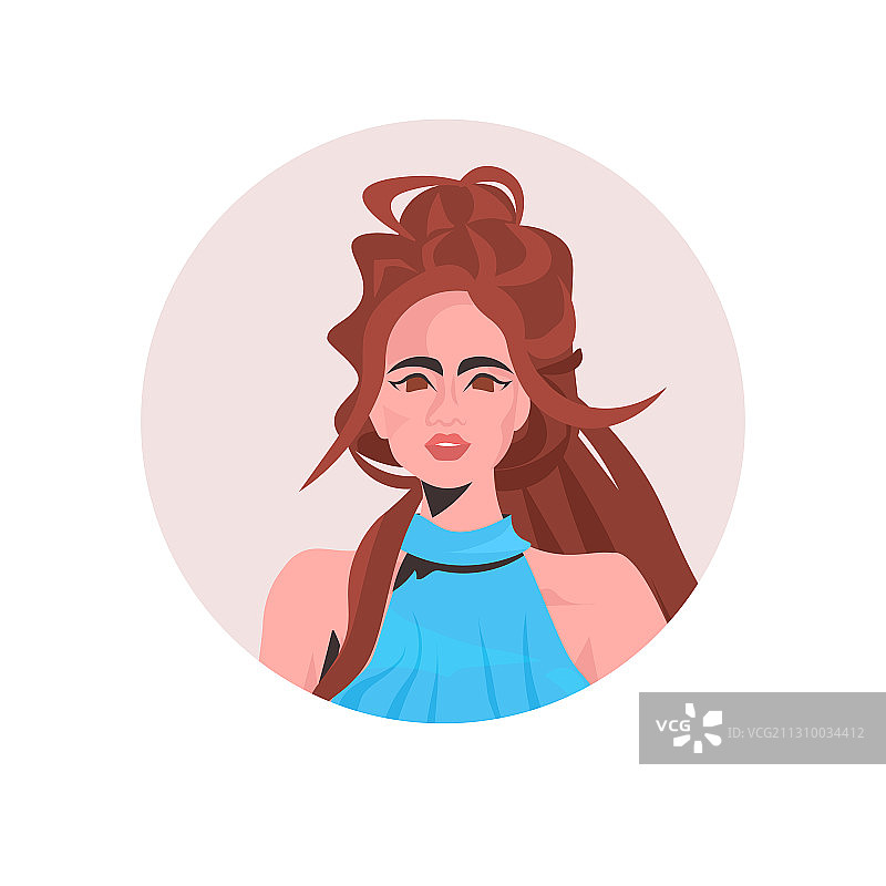 棕发年轻女子头像侧面轮廓图片素材