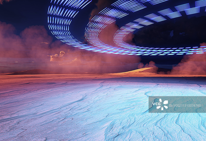 霓虹灯_极地_雪原_汽车广告背景图图片素材