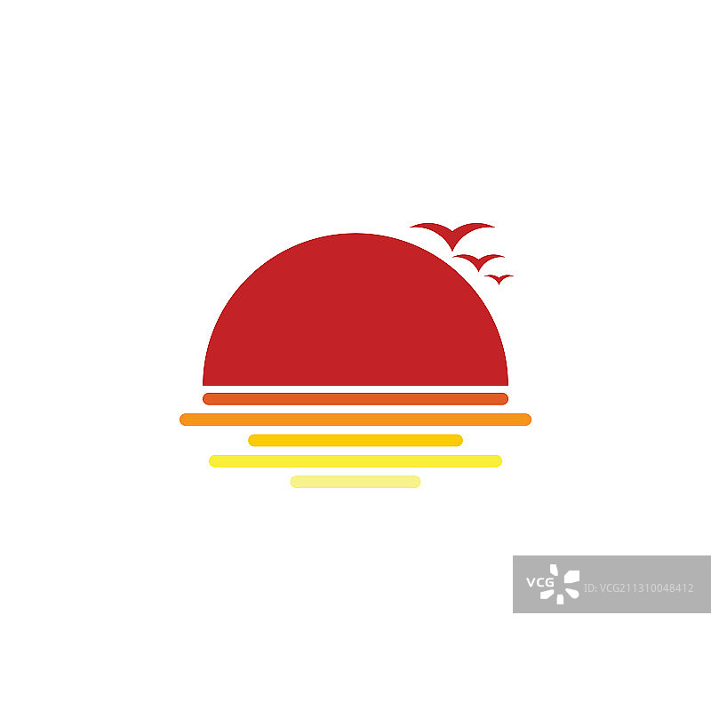 海鸟条纹日落标志图片素材