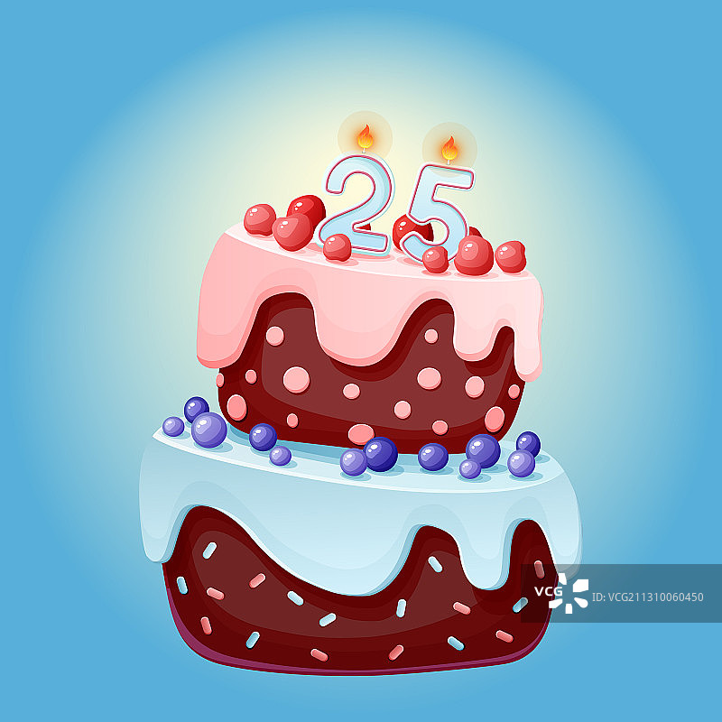 25周年生日可爱卡通蛋糕图片素材