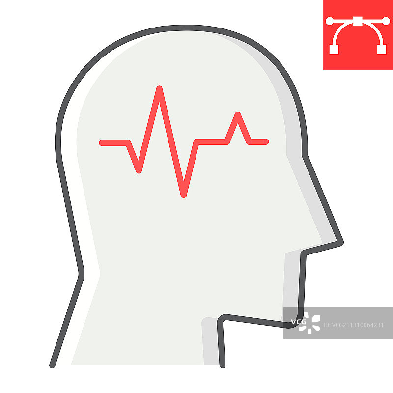 癫痫彩色线条图标，疾病与神经学图片素材