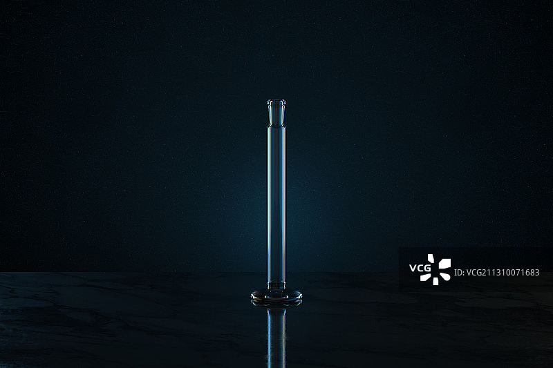 黑暗背景下的化学器皿 3D渲染图片素材