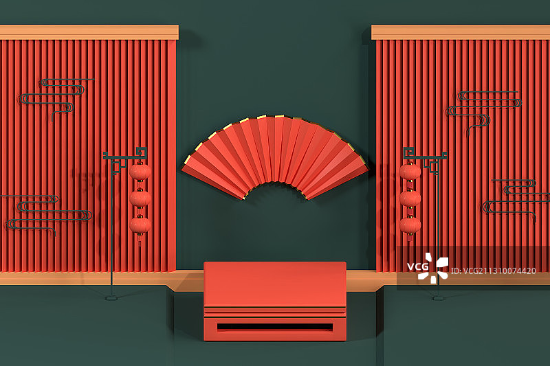 中国风展示台背景 3D渲染图片素材