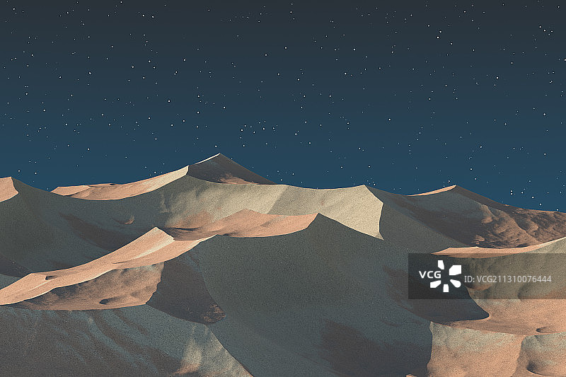 星空下的山峰地形 3D渲染图片素材