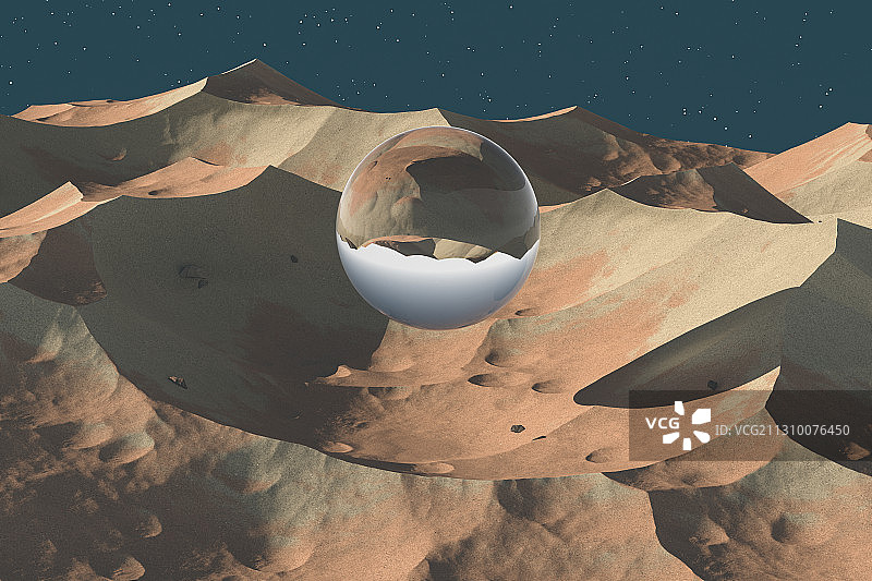 山峰地形与水晶球 3D渲染图片素材