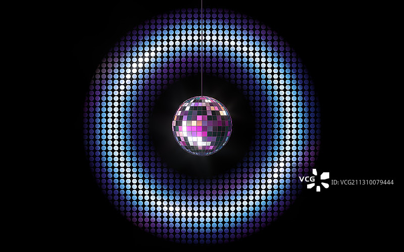 迪斯科球与霓虹灯光 3D渲染图片素材