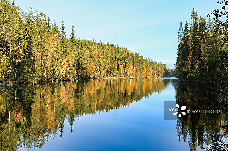 芬兰Suomussalmi Hossan kansallispuisto的湖光山色树木图片素材