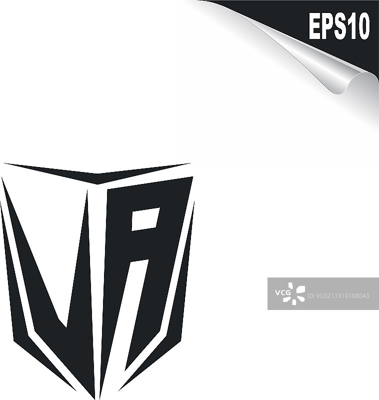 VA字母盾牌风格标志设计图片素材