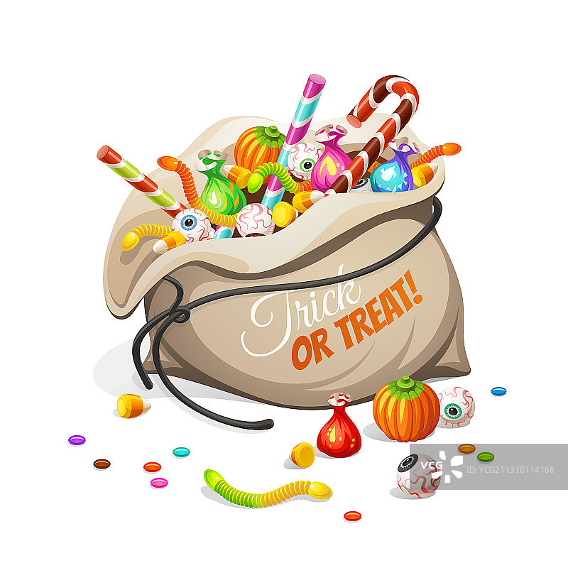 儿童万圣节彩色糖果袋图片素材