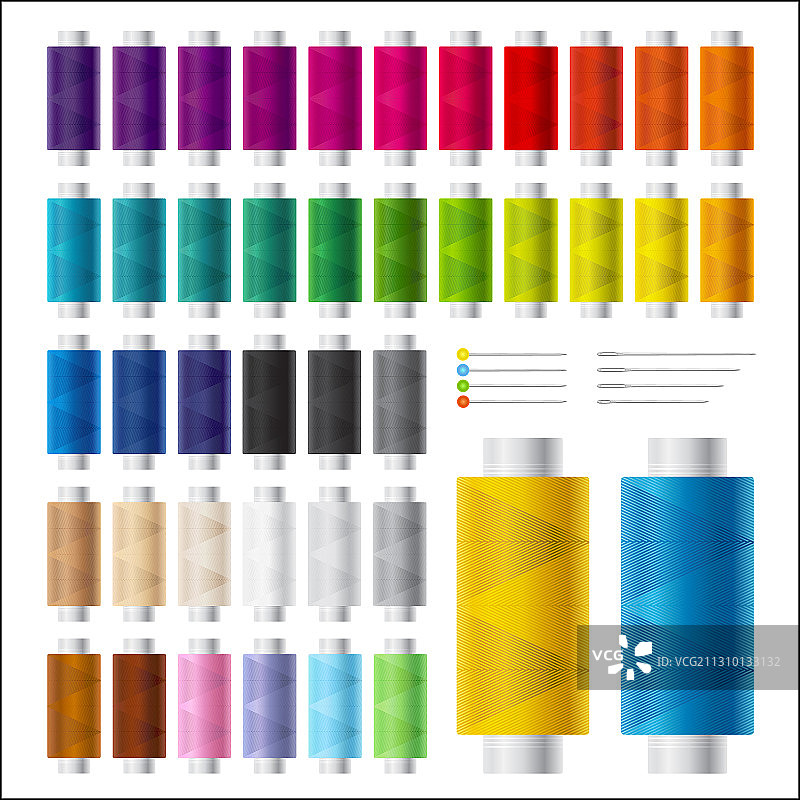 彩色线轴与缝纫针图片素材