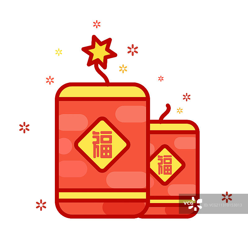 牛年春节福到鞭炮礼炮矢量插画图片素材