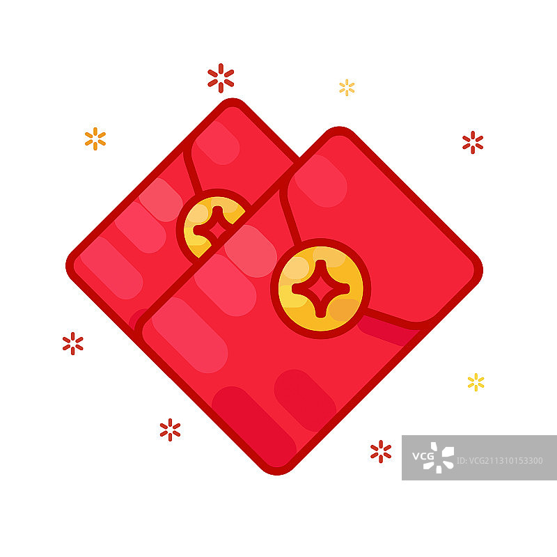 牛年春节利是红包扁平矢量插画图标图片素材