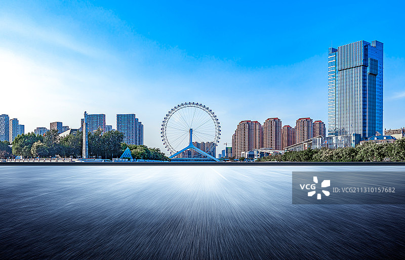 天津城市建筑路面背景图片素材