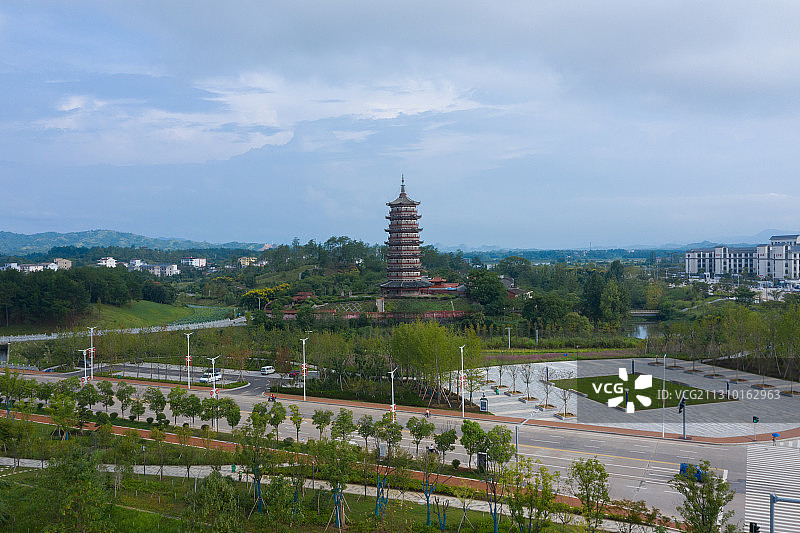 航拍江西省抚州市广昌县河东雁塔风光图片素材