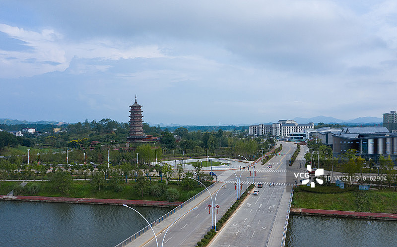 航拍江西省抚州市广昌县河东雁塔风光图片素材