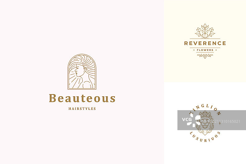 线条logo标志徽章设计模板集图片素材