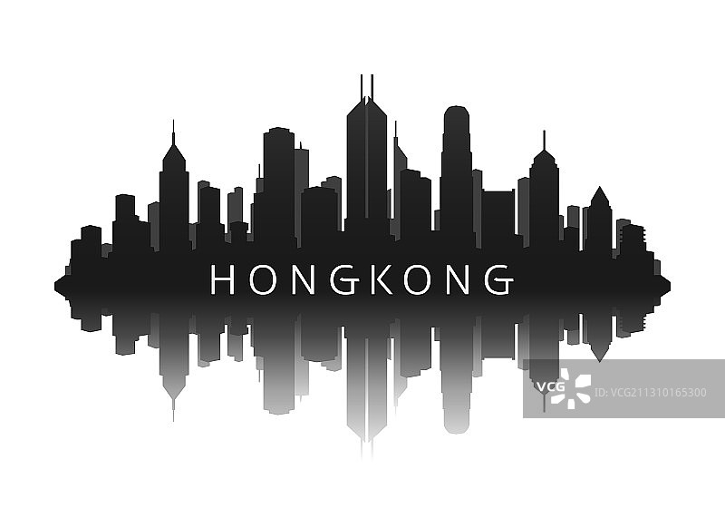 香港天际线黑色剪影图片素材