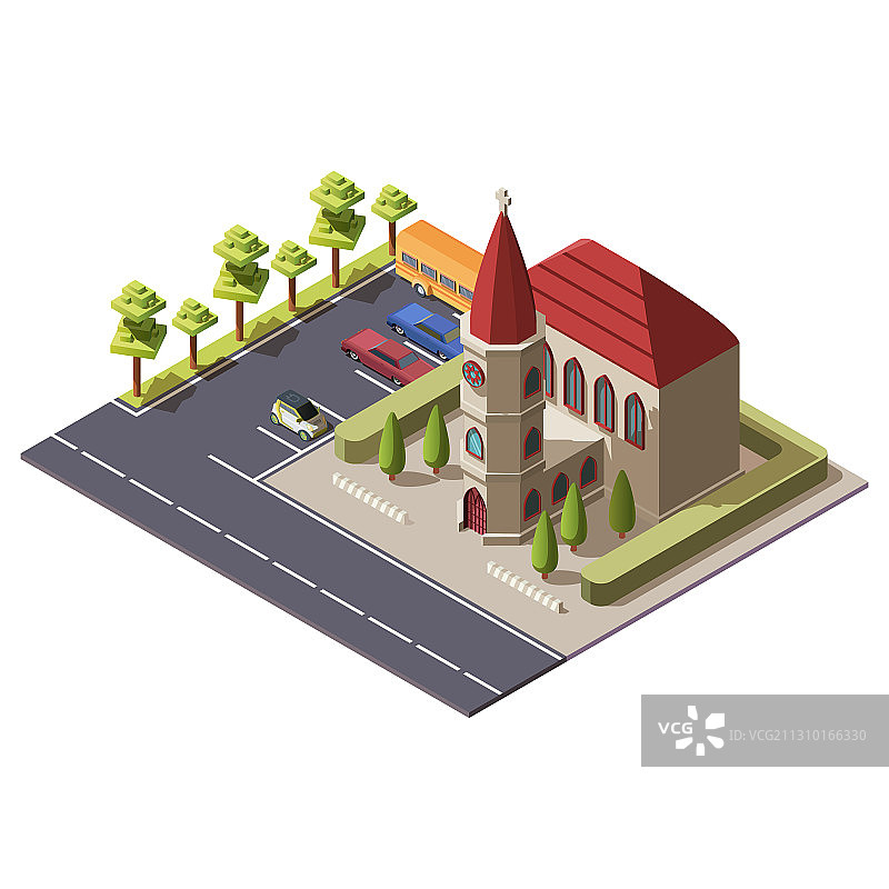 2.5D基督教天主教堂建筑图片素材