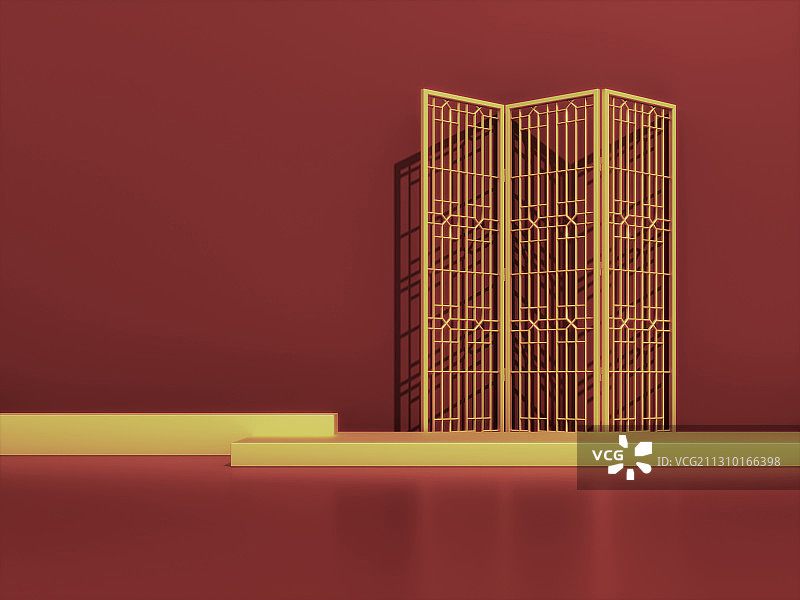 中式屏风展示背景 红金图片素材