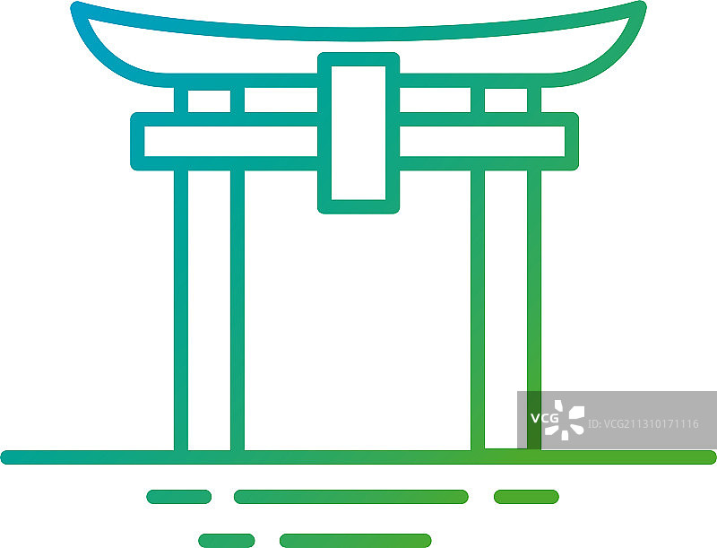 中式拱门渐变风格图标图片素材