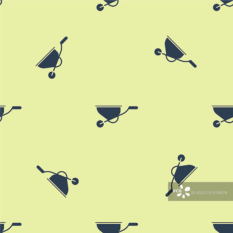 蓝色手推车图标的无缝图案图片素材