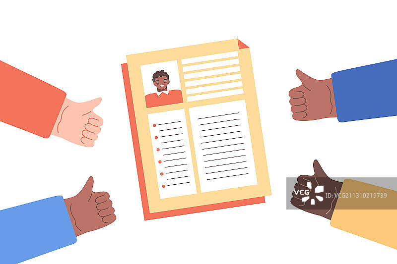 简历手部展示大拇指手势图片素材