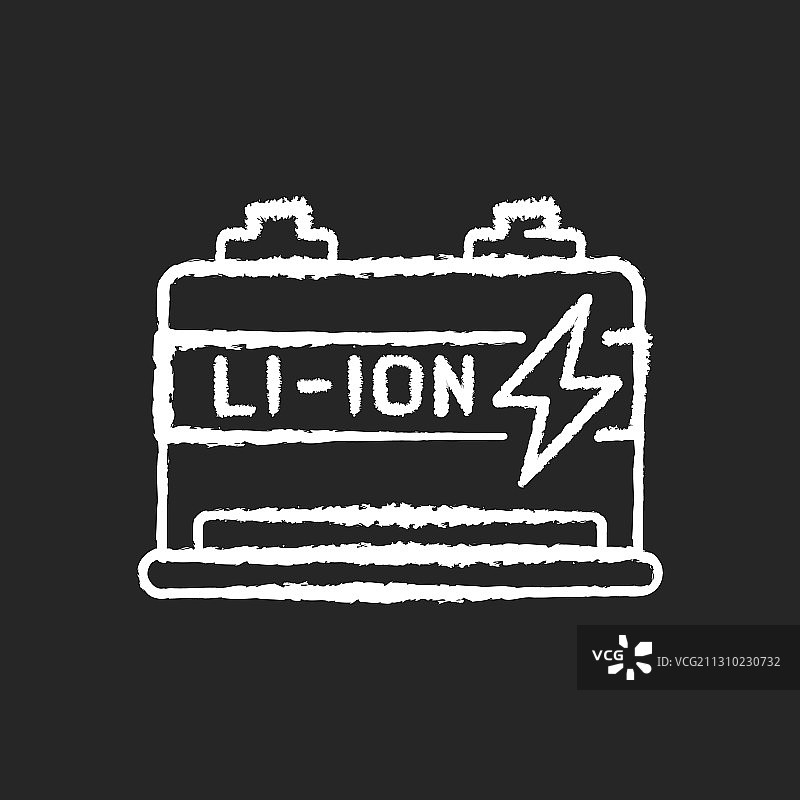 锂离子电池粉笔白色图标（黑色背景）图片素材