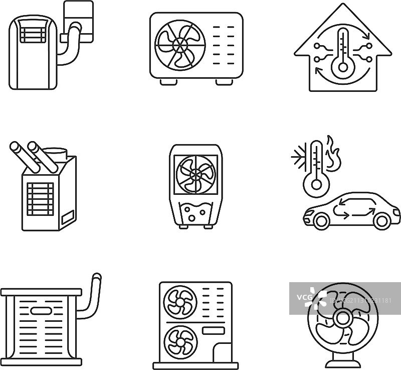空气冷暖线性图标合集图片素材