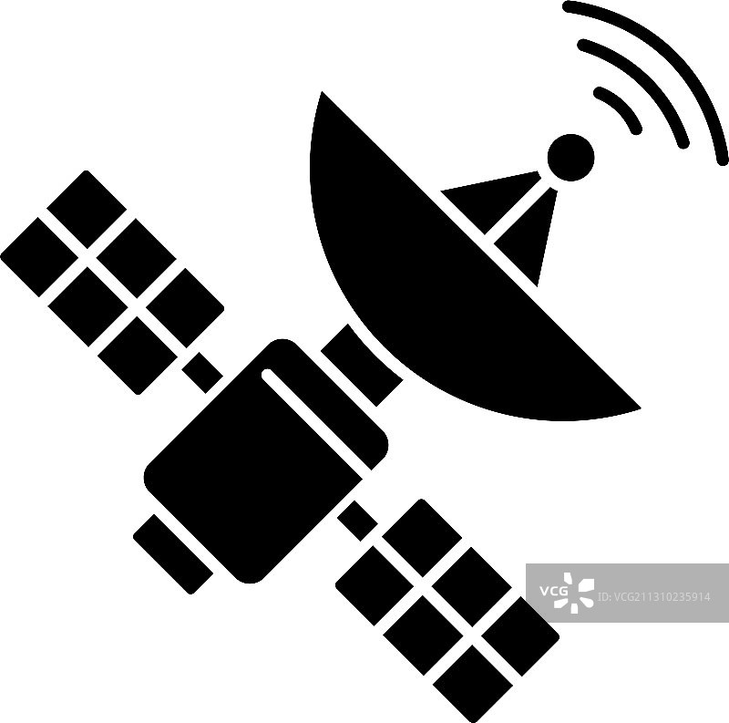 太空卫星黑色字形图标图片素材