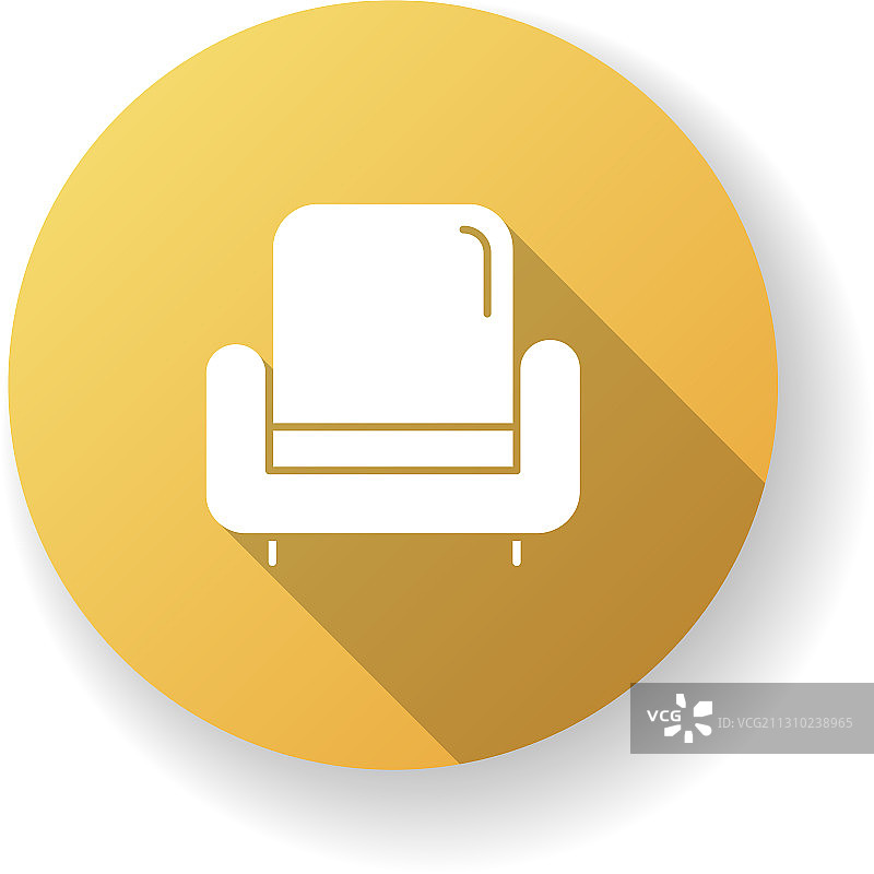 黄色扁平风格长阴影扶手椅图标图片素材