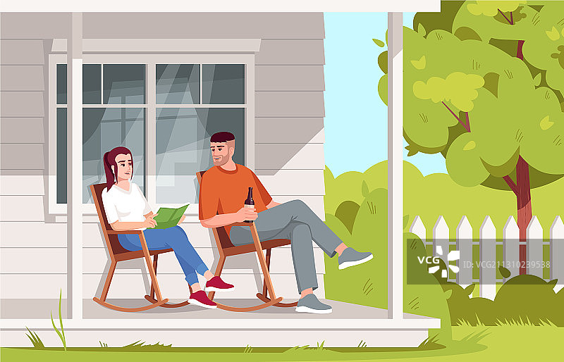 情侣坐在扶手椅上（2.5D风格）图片素材