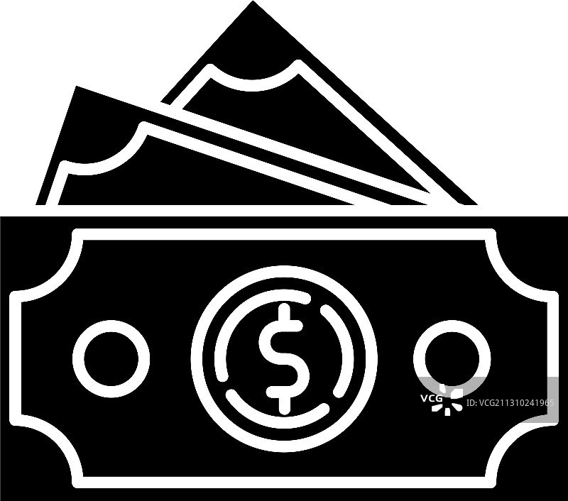 美元纸币黑色图标图片素材
