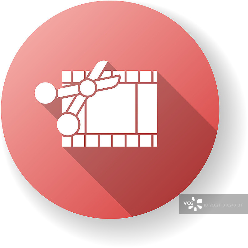 电影编辑红色扁平设计长阴影字形图标图片素材