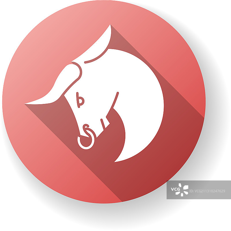 红色扁平设计长阴影金牛座标志图片素材