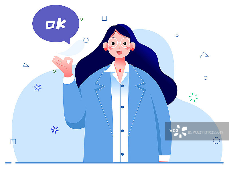 矢量插画职场女性用手势表示赞同图片素材