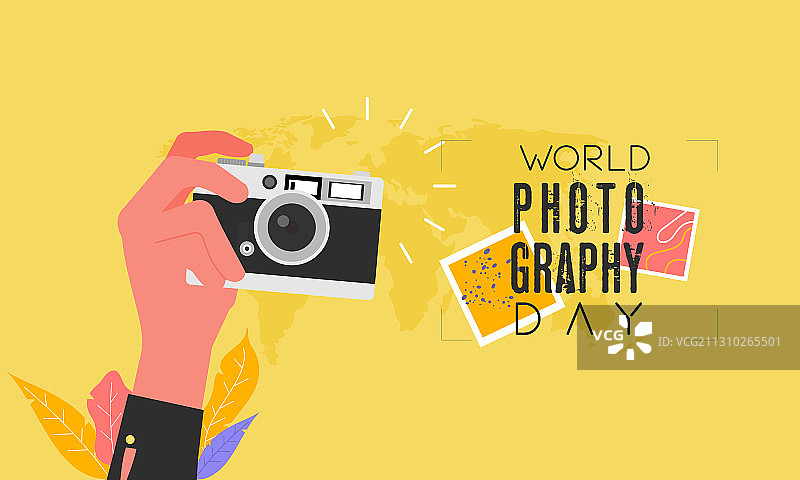 扁平风格世界摄影日logo图片素材