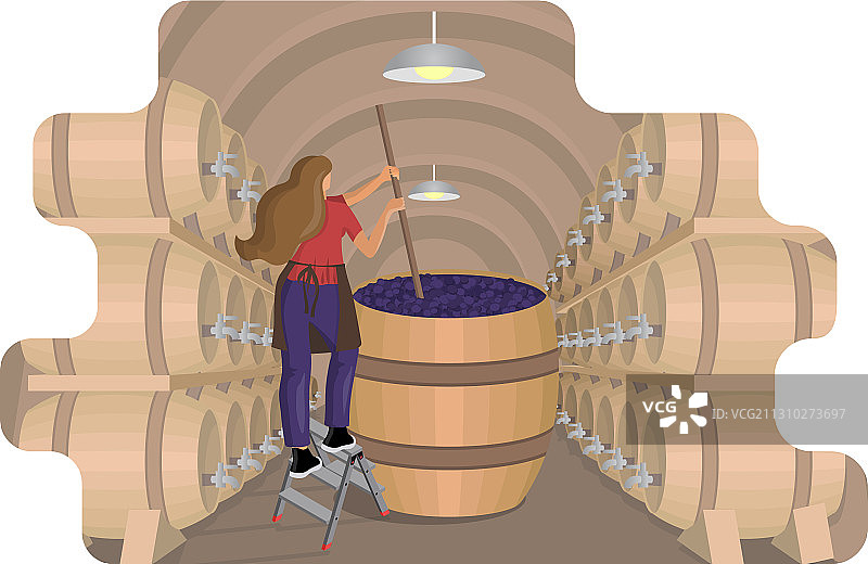 酿酒师检查葡萄酒发酵过程图片素材