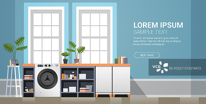 带洗衣机的室内洗衣房图片素材