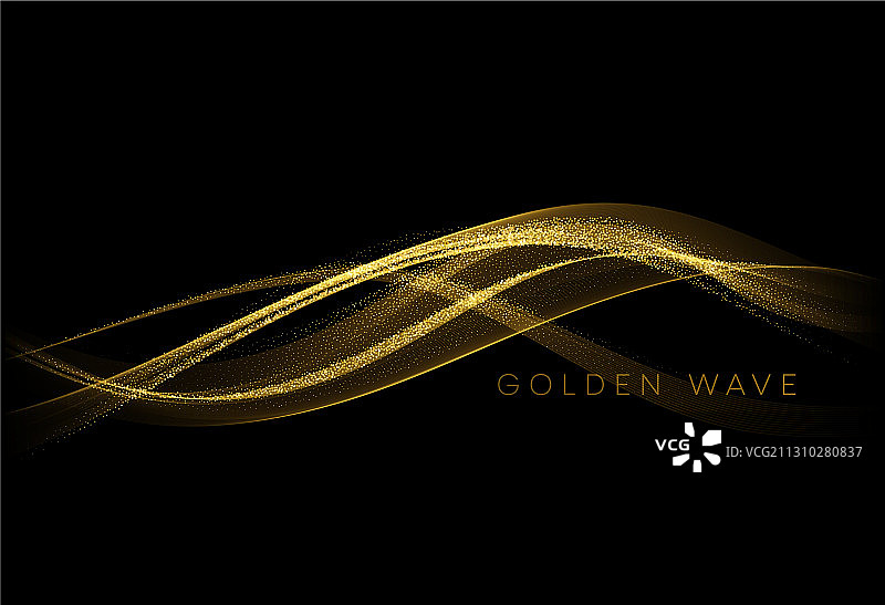 金色波浪抽象设计元素图片素材